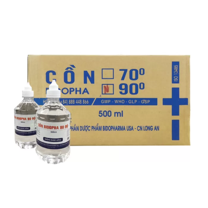 Cồn 90 Độ Bidopha 500ml Thùng 20 Chai